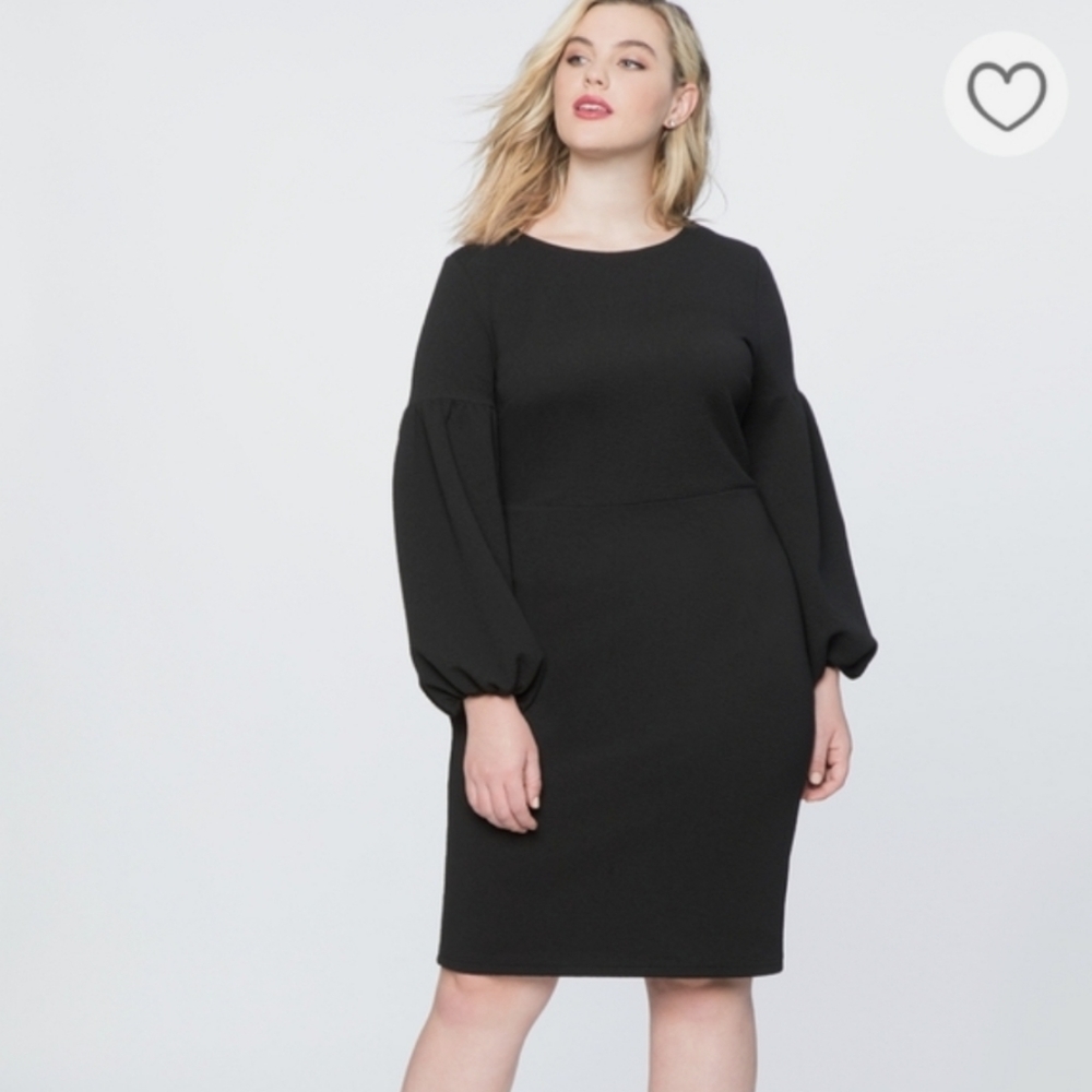 Eloquii Black Puff Sleeve Body Con Dress